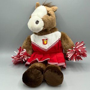 Build-A-Bear  17" Brown & White Horse with Sound Red/White Cheerleader Outfit